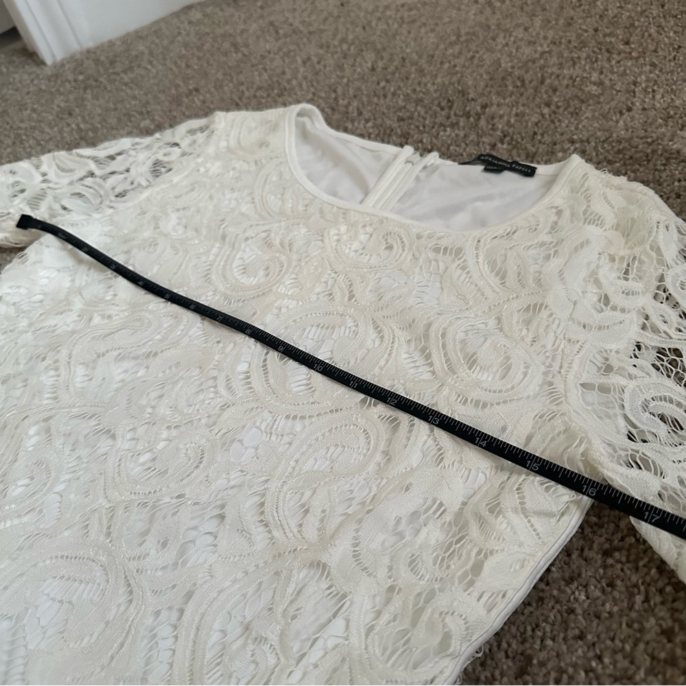 🪽 (NWOT) Adrianna Papell • White Lace Blouse - Picture 6 of 10